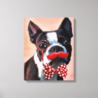 Boston Terrier Portrait with Red Bow Tie