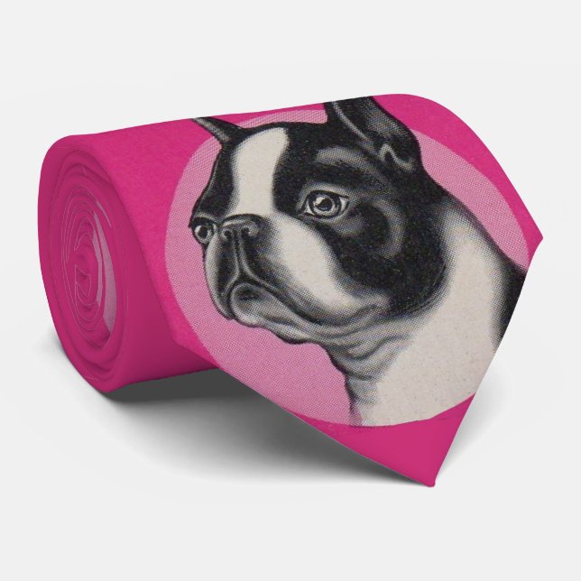 Boston terrier print tie (Rolled)
