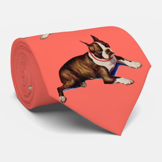  Boston terrier print Tie (Rolled)