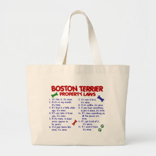 Boston Terrier Property Laws 2 Large Tote Bag