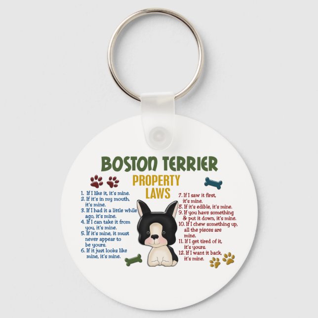 Boston Terrier Property Laws 4 Key Ring (Front)