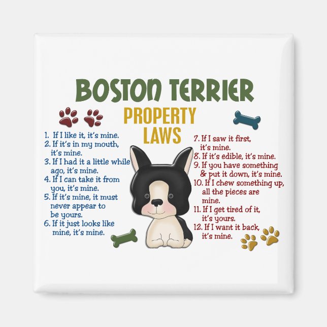 Boston Terrier Property Laws 4 Magnet (Front)