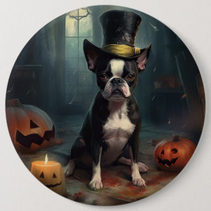 Boston Terrier Pumpkins Halloween Scary 6 Cm Round Badge