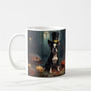 Boston Terrier Pumpkins Halloween Scary Coffee Mug