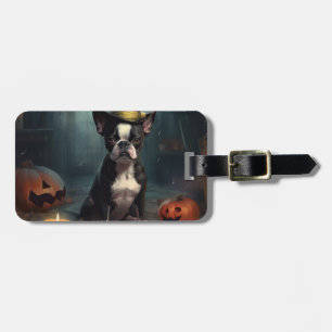 Boston Terrier Pumpkins Halloween Scary Luggage Tag