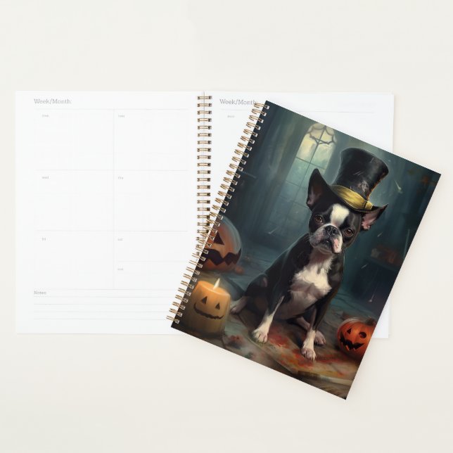 Boston Terrier Pumpkins Halloween Scary Planner (Display)