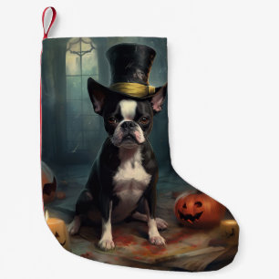 Boston Terrier Pumpkins Halloween Scary Small Christmas Stocking