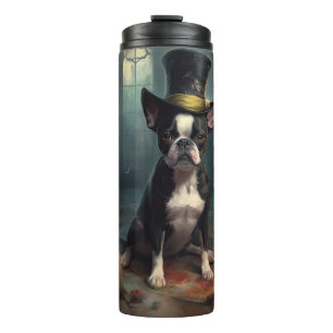 Boston Terrier Pumpkins Halloween Scary Thermal Tumbler