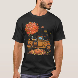 Boston Terrier Pumpkins Truck Autumn Leaf Fall ani T-Shirt