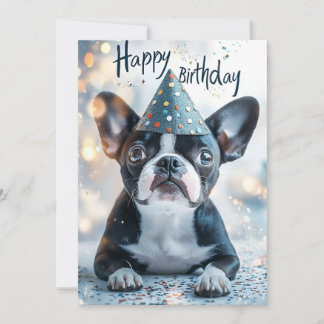Boston Terrier Puppy Birthday Party Invitation