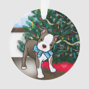 Boston Terrier Puppy Christmas  Ornament