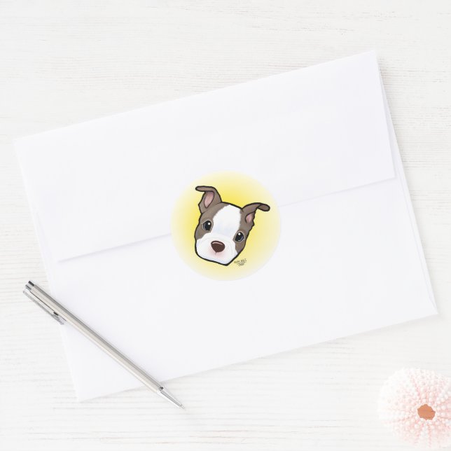 Boston Terrier Puppy Classic Round Sticker (Envelope)