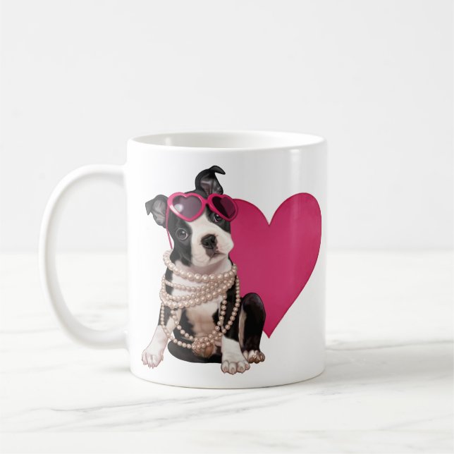 Boston Terrier Puppy Coffee Mug (Left)