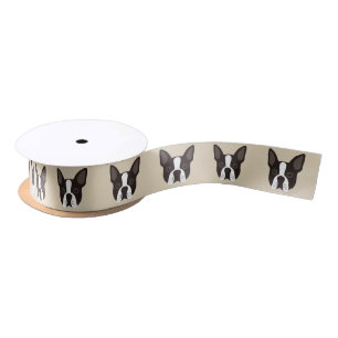Boston Terrier Puppy Dog Satin Ribbon