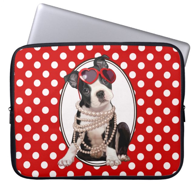 Boston Terrier Puppy Laptop Sleeve (Front)