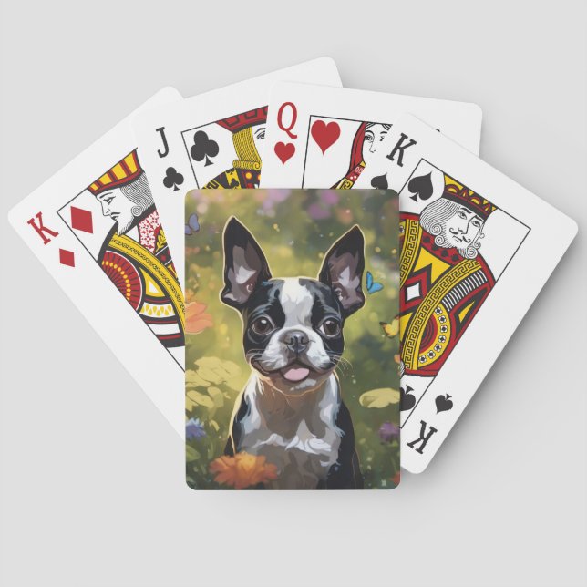 Boston Terrier Puppy Playing Cards (Back)