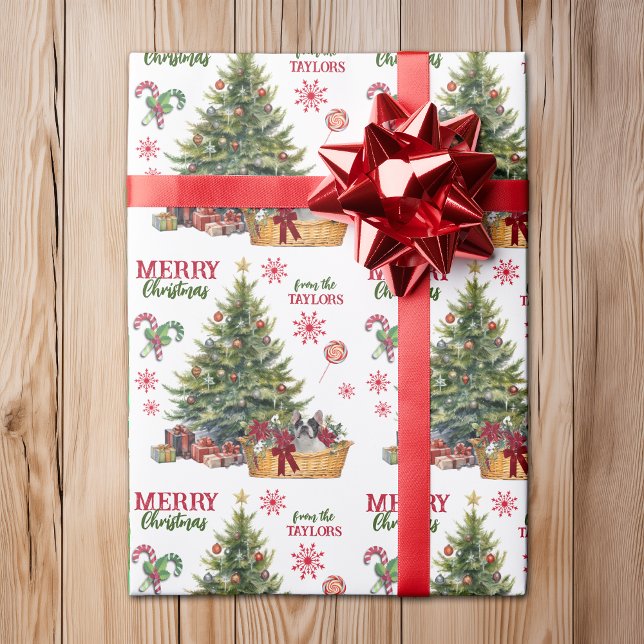 Boston Terrier Puppy Under the Tree Wrapping Paper (Creator Uploaded)