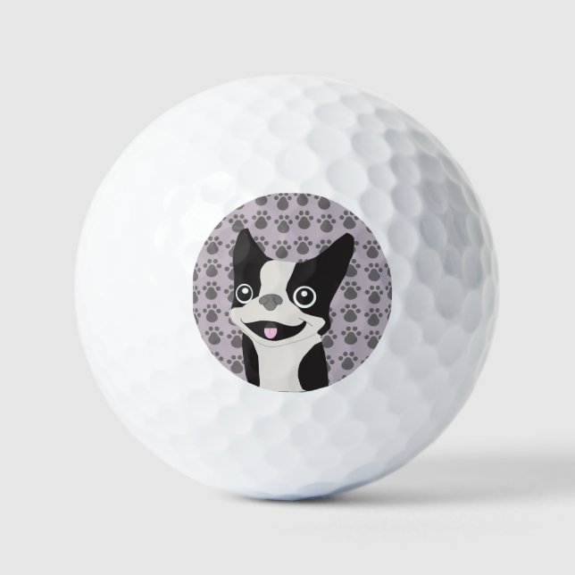 Boston Terrier, Purple lavender Golf Balls (Front)
