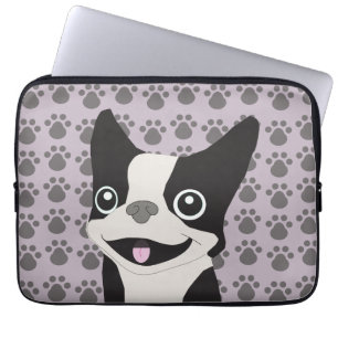 Boston Terrier, Purple lavender Laptop Sleeve