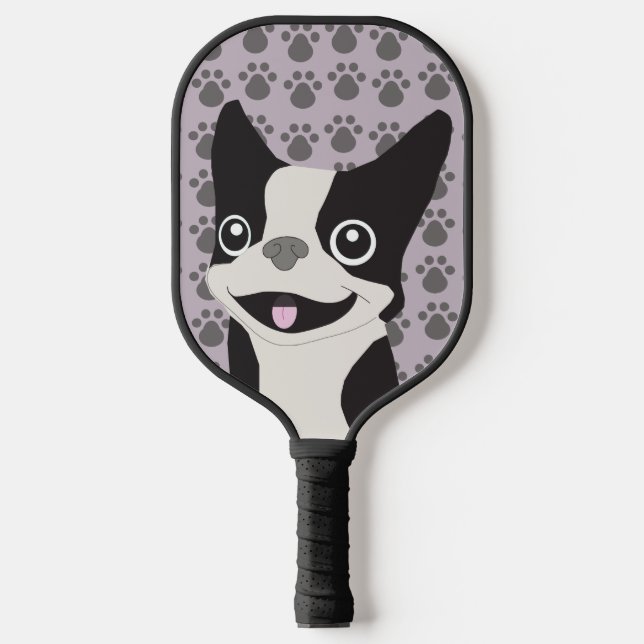Boston Terrier, Purple lavender Pickleball Paddle (Front)