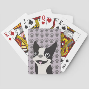 Boston Terrier, Purple lavender Playing Cards