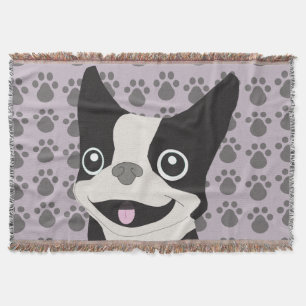 Boston Terrier, Purple lavender Throw Blanket