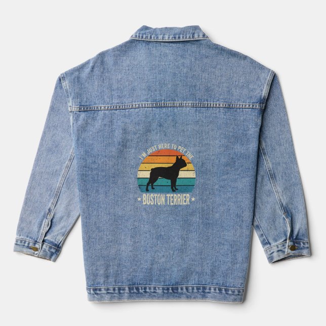 Boston Terrier Retro Dog Lover Graphic_1 Denim Jacket (Back)