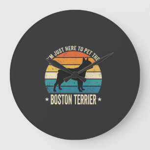 Boston Terrier Retro Dog Lover Graphic_1 Large Clock