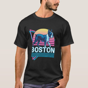Boston Terrier Retro Vintage Synthwave Aesthetic D T-Shirt