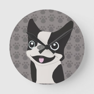 Boston Terrier Round Clock