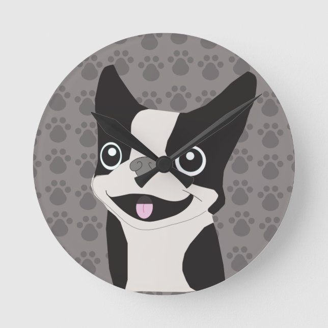 Boston Terrier Round Clock (Front)