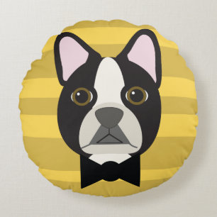 Boston Terrier Round Cushion