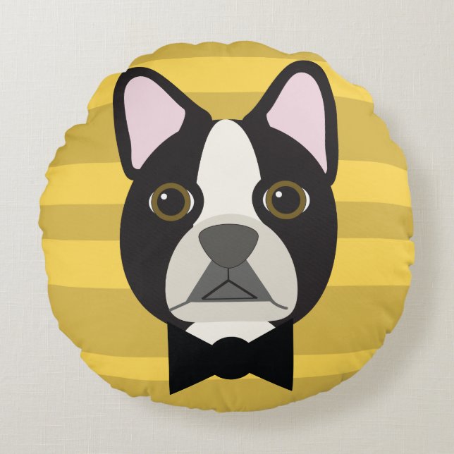 Boston Terrier Round Cushion (Front)