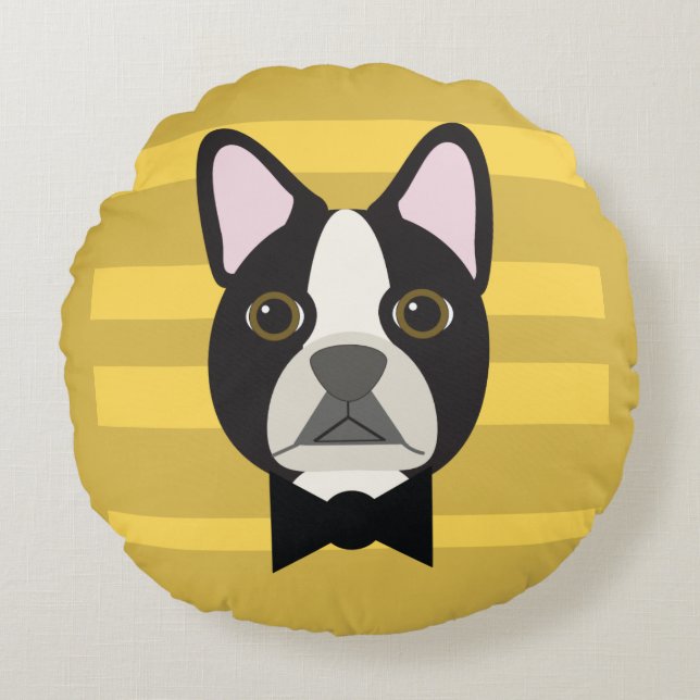 Boston Terrier Round Cushion (Front)