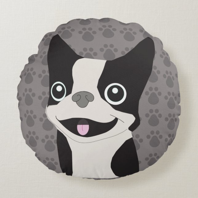 Boston Terrier Round Cushion (Front)