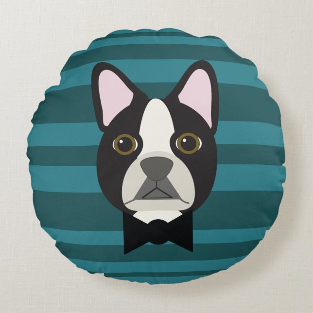 Boston Terrier Round Cushion (Front)