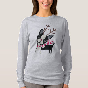 Boston Terrier Rudolph The Reindeer Flowy Shirt