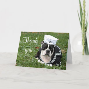 Boston terrier sailor dog thank you card