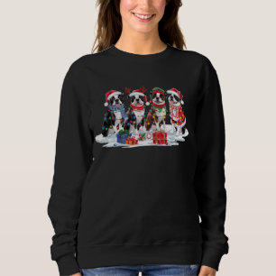 Boston Terrier Santa hat antlers elf Christmas Sweatshirt