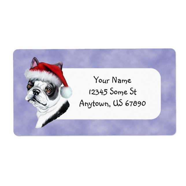 Boston Terrier Santa Hat ChristmasLabels (Front)