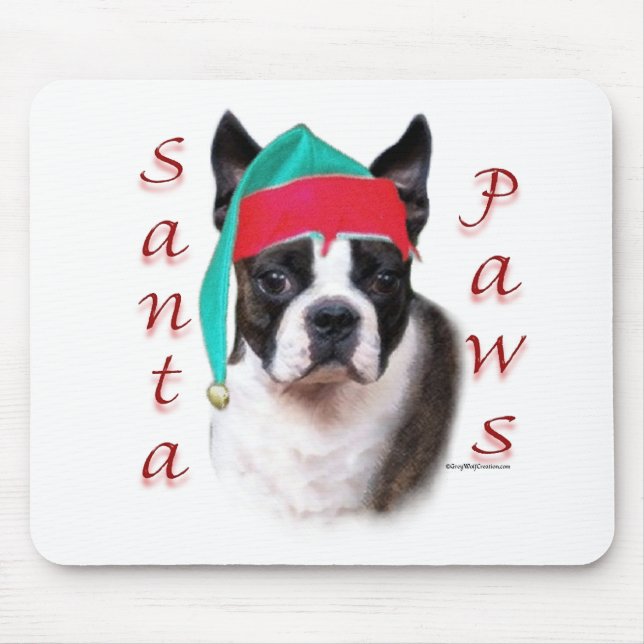 Boston Terrier Santa Paws Mouse Mat (Front)