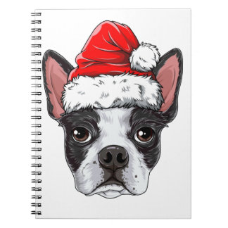 Boston Terrier Santa T Shirt Christmas Kids Boys Notebook