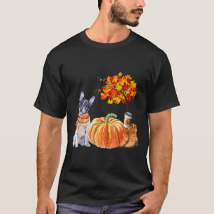 Boston Terrier Scarf Pumpkin Spice Latte Autumn Le T-Shirt