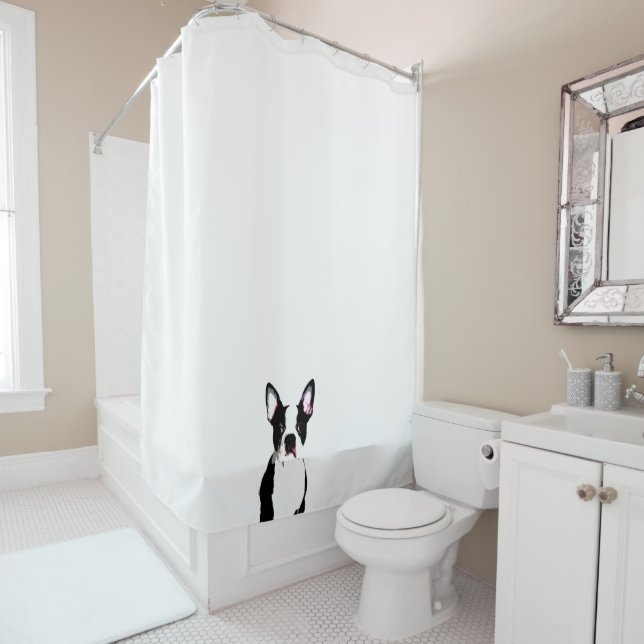 Boston Terrier Shower Curtain (In Situ)
