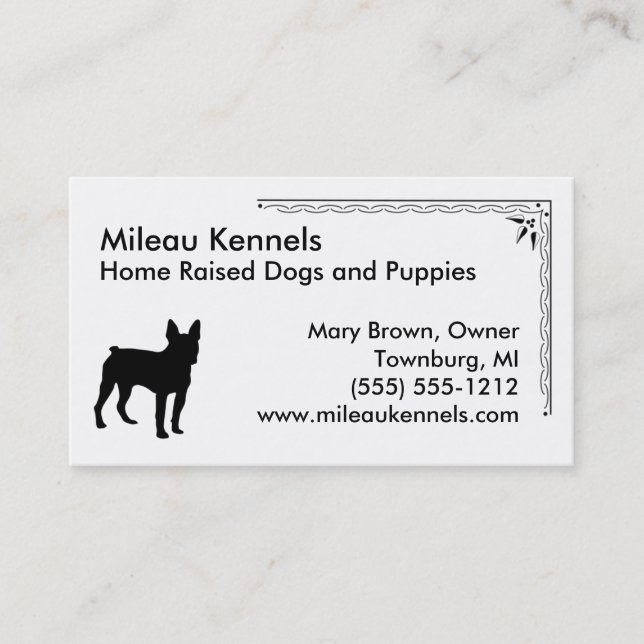 Boston Terrier Silhouette Business Card (Front)