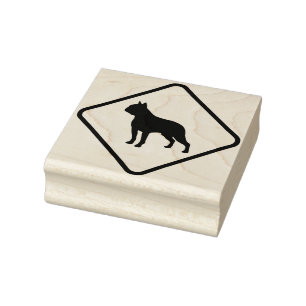 Boston Terrier silhouette in diamond Rubber Stamp