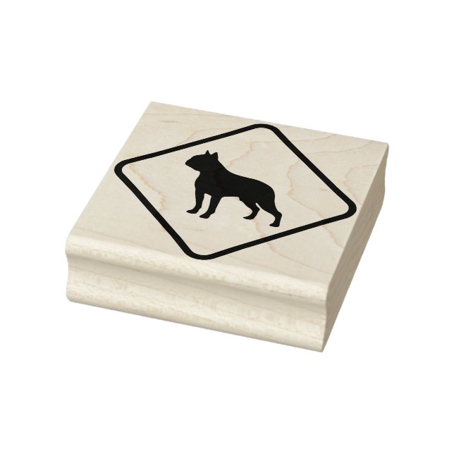 Boston Terrier silhouette in diamond Rubber Stamp (Stamp)