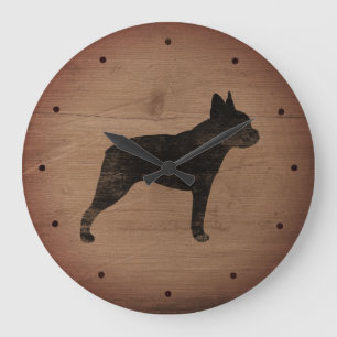 Boston Terrier Silhouette Large Clock