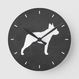 Boston Terrier Silhouette Round Clock