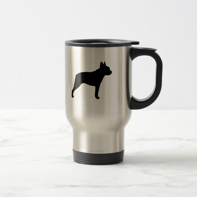 Boston Terrier Silhouette Travel Mug (Right)